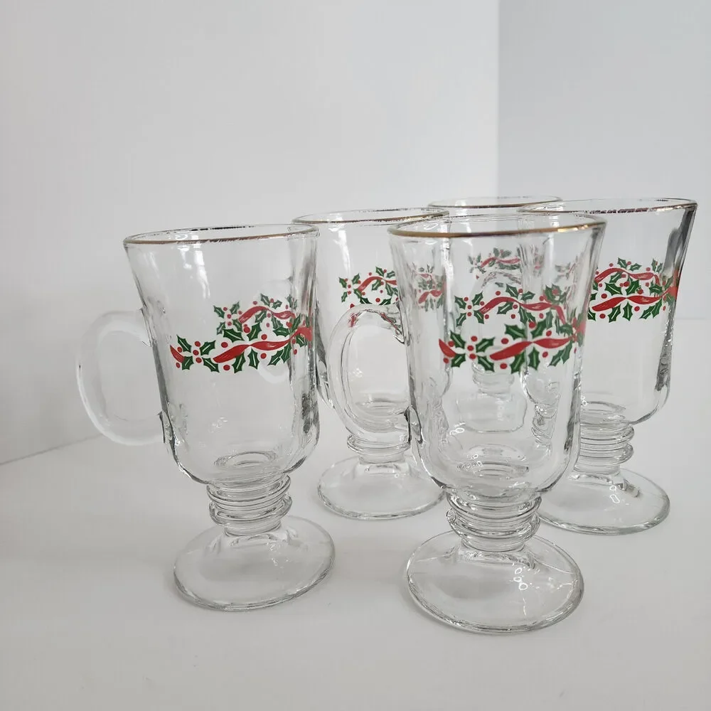 Vintage‎ Libbey Christmas Holly Berry 6